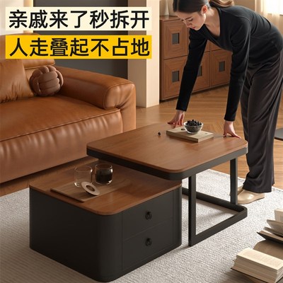 三梦茶几客厅家用2025新款轻奢高级感小户型黑巧玻璃电视柜组合