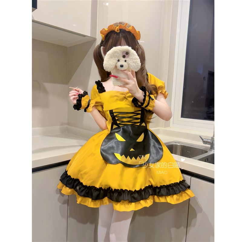 MIAO:南瓜服Lolita女仆装COS小恶魔巫女裙可爱连衣裙万圣节服装