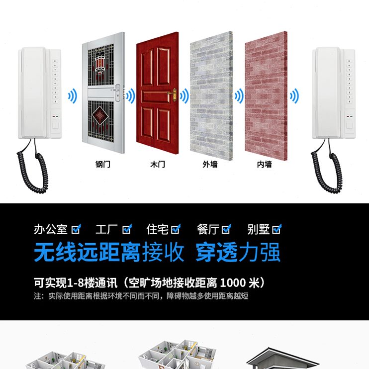 无线对讲电话机酒店内部电话楼宇双向通话器秘书呼叫器办公室座机