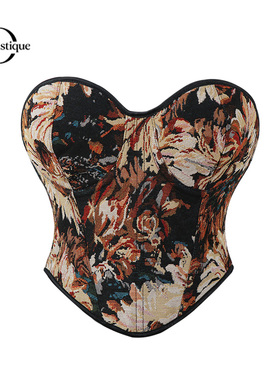 Dynastique复古风宫廷油画鱼骨胸衣显瘦修身立体花卉御姐塑形内衣