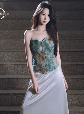 Dynastique重工鱼骨胸衣塑身衣高级感复古花边气质上衣女修身显瘦