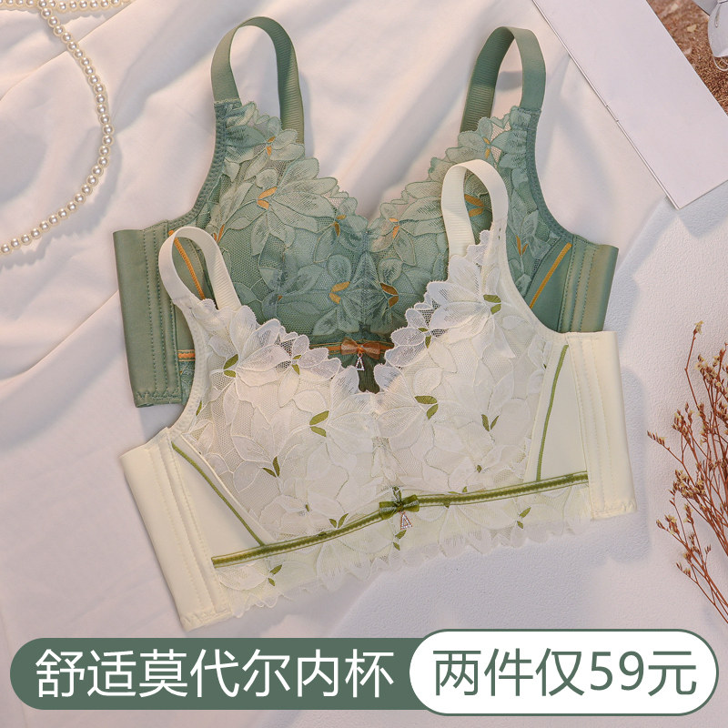 内衣女小胸聚拢上托防下垂收副乳2024新款爆款无U钢圈薄款文胸冬