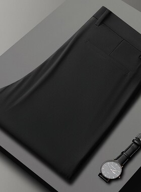 锦氨休闲男裤牛奶丝四面高弹中年爸爸裤宽松直筒夏款T休闲西裤561