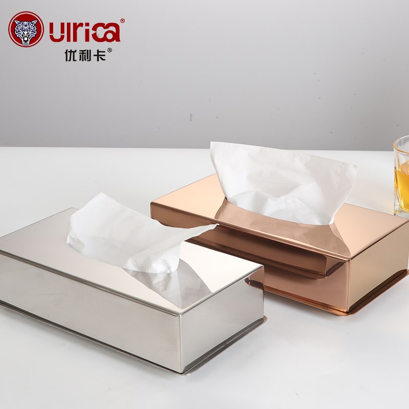 酒店ktv专用餐桌方形简约高端不锈钢大号抽纸纸巾盒商用W 定制log