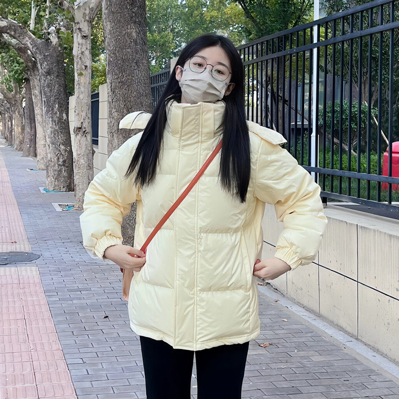 超好看奶黄色连帽羽绒棉袄女加厚2024年冬N季新款韩版宽松洋气棉