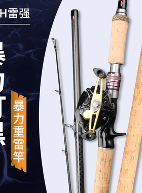 雷强竿套装碳素重雷轻雷打黑鱼竿枪直柄XHM甩锚杆远投海钓抛路亚