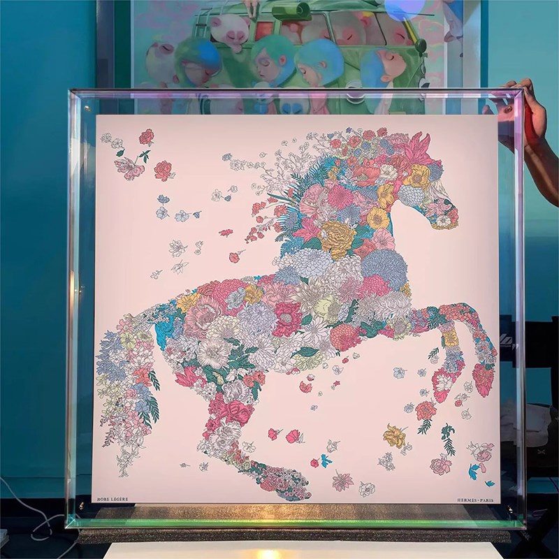 亚克力丝巾挂画小众艺术多巴胺客厅装饰画入户玄R关正对门过道壁