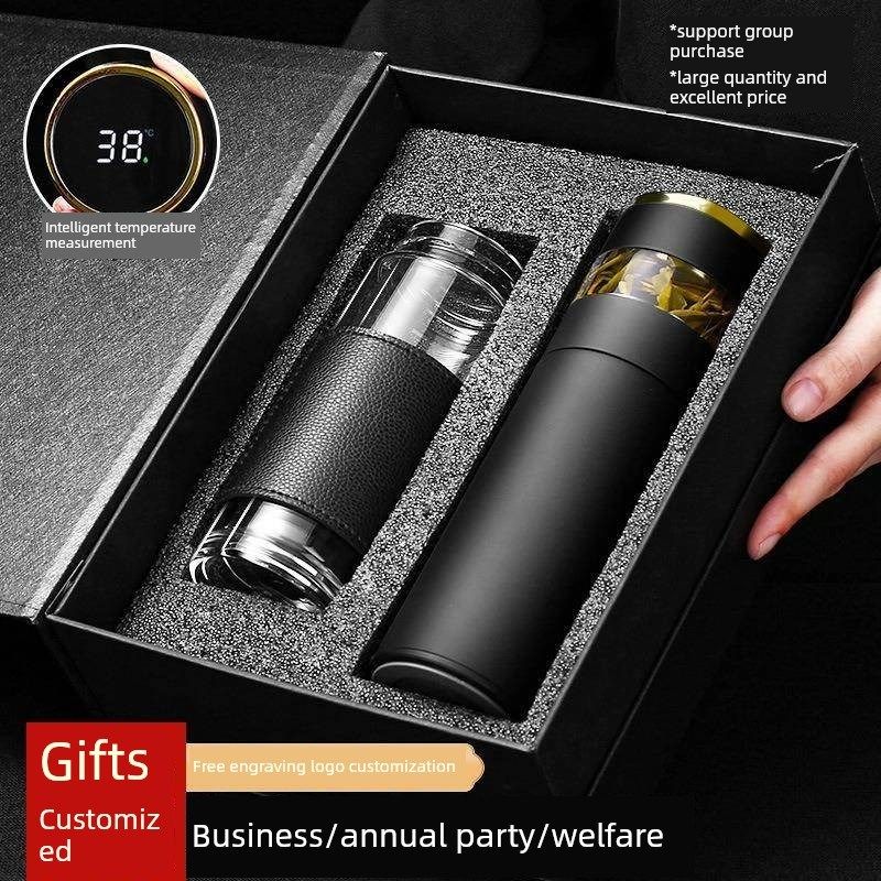商务智能保温杯男士和女士水y杯316不锈钢茶分离杯显示温度杯
