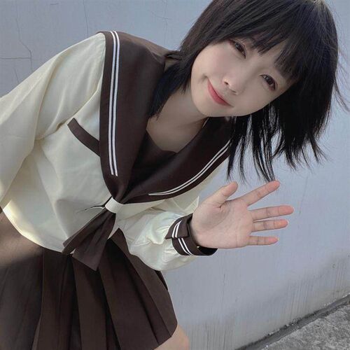 春日部【檀野中】兔耳奶白身x中间服jk制服水手棕色正统断线二本