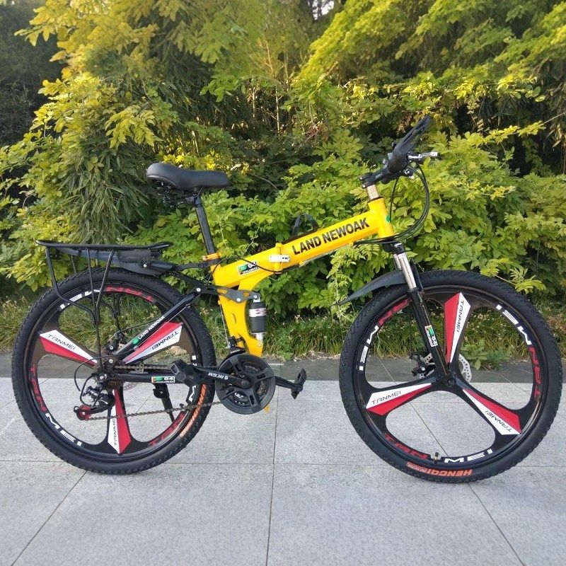 折叠山地自行车26寸n24寸男女变速山地车双碟刹带后座可以带人单