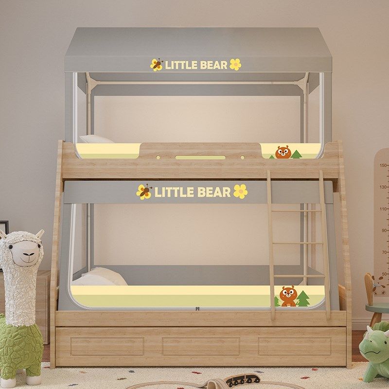 2025新款A类l子母床蚊帐上下铺梯形遮光床帘一体加厚防摔儿童,床上用品,蚊帐,淘宝优惠券,粉丝福利购,淘宝优惠卷