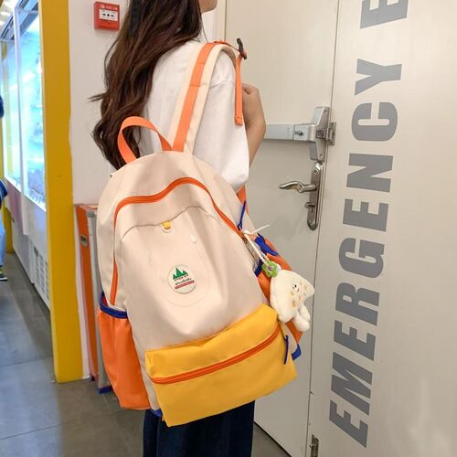 2024年新设计感韩式风多w巴胺撞色商务电脑背包高颜值幼儿园高中