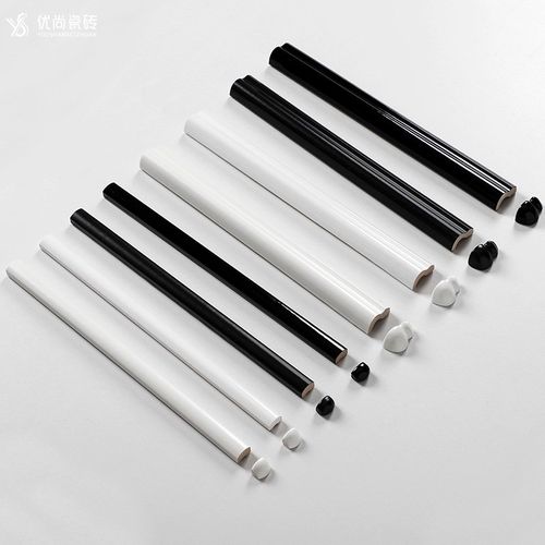 黑白色卫生间瓷砖腰线砖厕所浴室欧姆线半墙收S口条阳角线装饰条