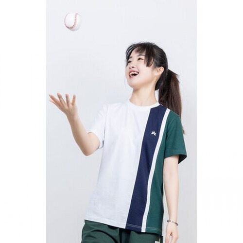 天立夏季北漓酱h新款jk制服冬半袖圆领丅恤墨绿色拼白色个性款包
