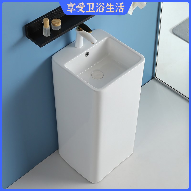 陶瓷立柱盆一体落地式洗s手盆卫生间立柱式洗手盆阳台小户型洗脸
