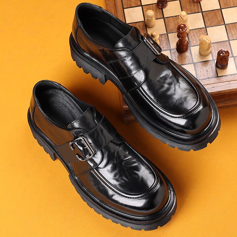 休闲皮鞋男冬季一脚蹬增高黑色厚底圆F头男士商务年轻人2024新款,流行男鞋,休闲皮鞋,淘宝优惠券,粉丝福利购,淘宝优惠卷
