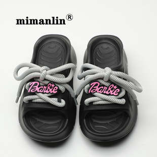 百搭时尚 外z穿2024新款 网红松糕旅游拖 女夏季 超火厚底增高7CM拖鞋