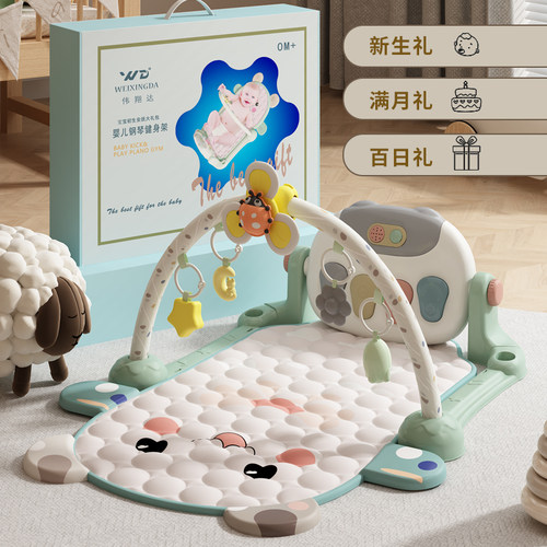 婴幼儿脚踏钢琴健身架宝宝锻炼架躺着玩的玩具P0一1岁新生儿健身