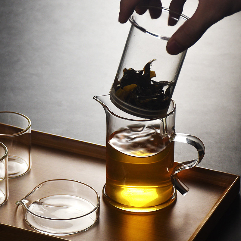 泡茶壶耐热玻璃过j滤冲茶器小号透明中式家用简约办公室泡茶杯套