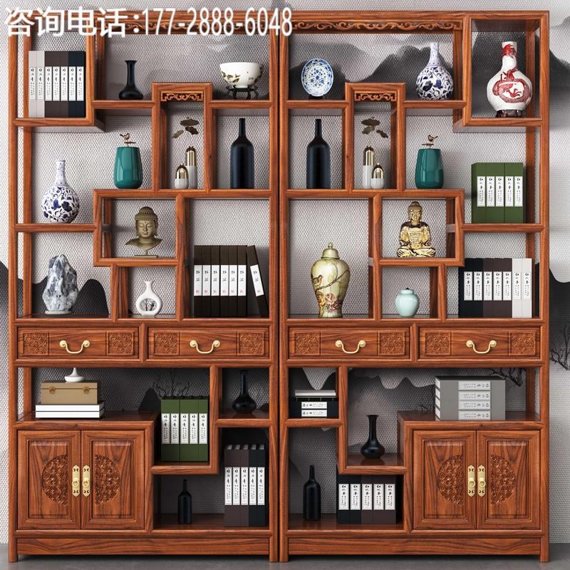 茶叶置物架中式仿古实木榆木博古架多宝阁展N示架货物架多宝格架