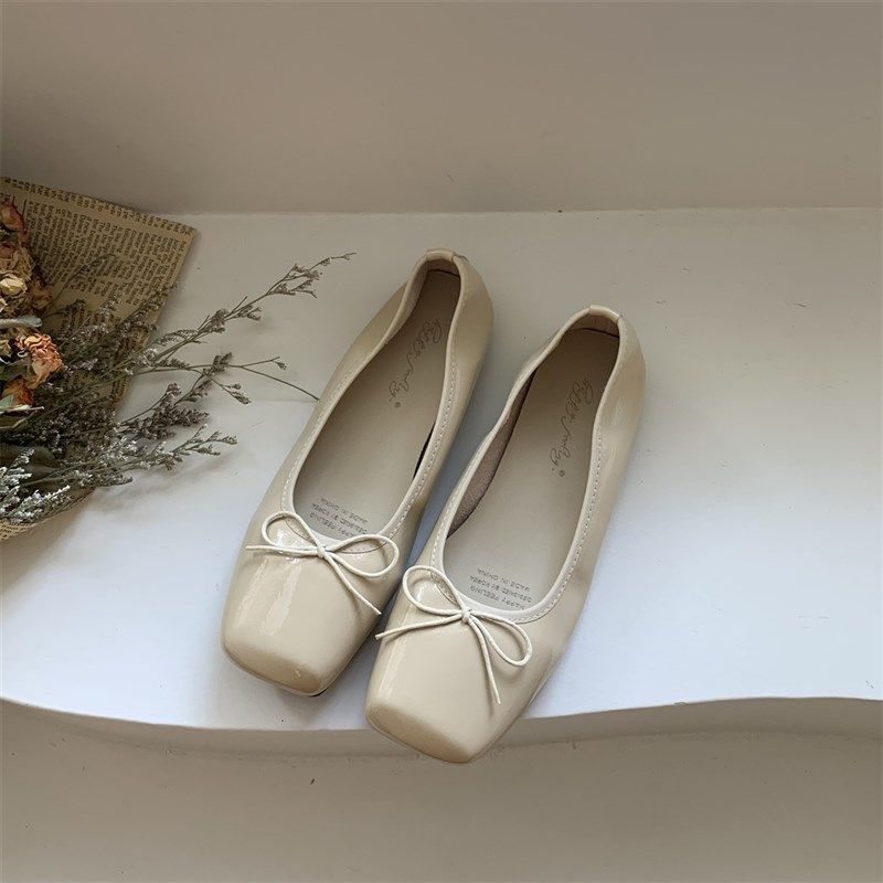 平底方头红色豆豆单鞋女鞋子2024新款春秋季晚晚温柔X奶奶通勤瓢,女鞋,浅口单鞋,淘宝优惠券,粉丝福利购,淘宝优惠卷