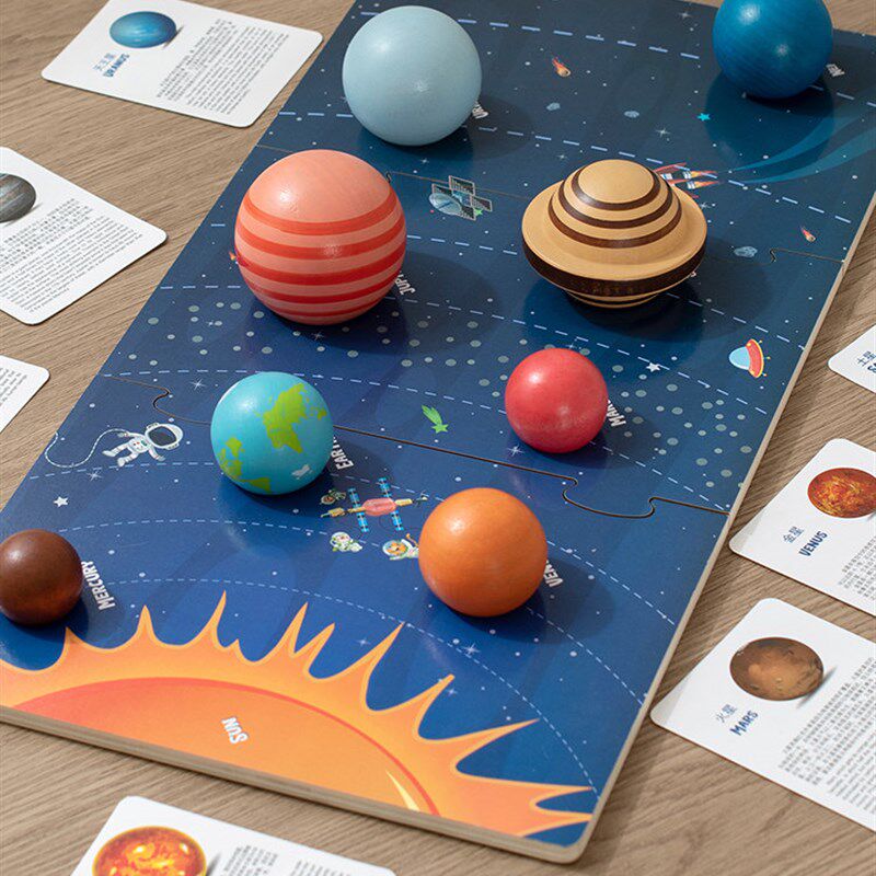 太阳系九大行星配对拼图幼儿园小班科学J探索玩具宇宙星球彷真模