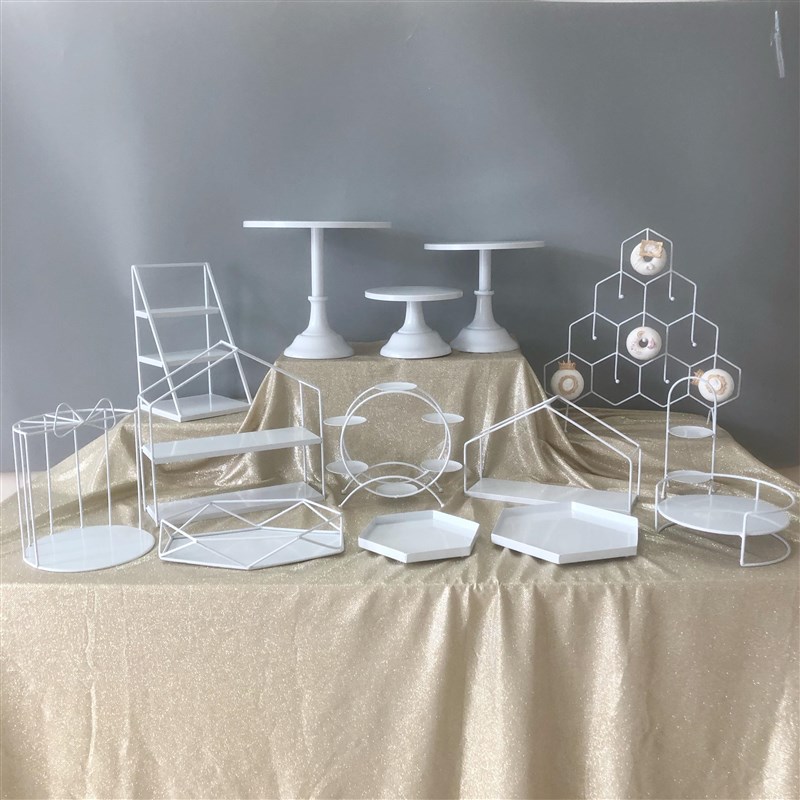白色婚礼甜品台摆件展示架生日蛋糕架子冷餐O茶歇摆台下午茶点心