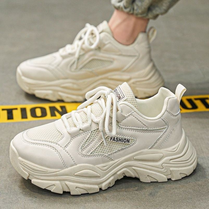 男鞋老爹鞋夏季2025新款简约透气小白鞋青少年跑步网面休闲运动鞋