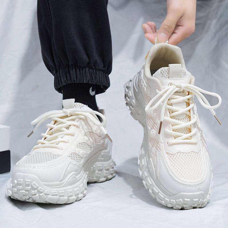 男鞋春季透气黑色休闲运动老爹男士工地上班工作劳保鞋男轮胎潮鞋