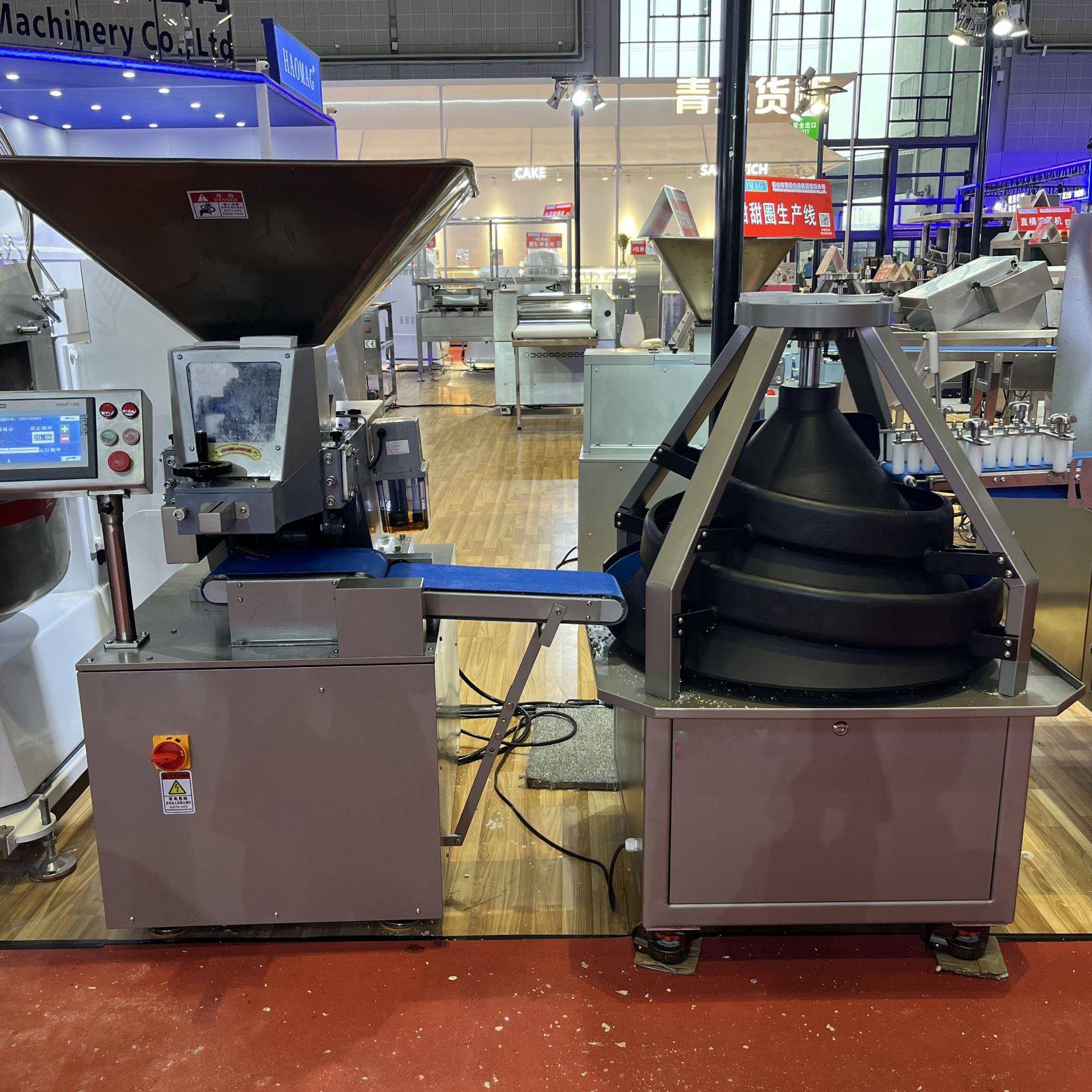 食品厂生产线商用连续面团分块机分割克重准自动散粉搓圆滚圆机