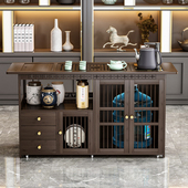 移动茶桌茶台家用阳台茶水柜带轮泡茶几茶车功夫茶具套装 烧水一体