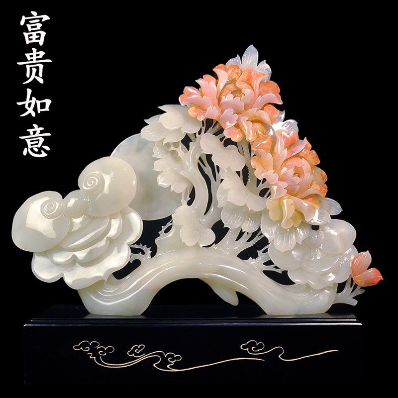 玉石摆件电视柜旁边家居客厅玄关酒柜招财装饰酒店大堂乔迁送礼品,家居饰品,装饰摆件,淘宝优惠券,粉丝福利购,淘宝优惠卷