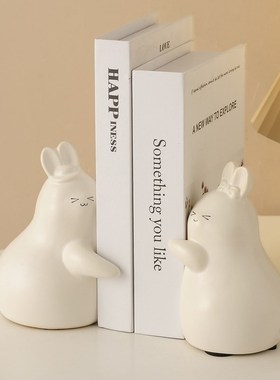 创意客厅不分离兔子小摆件电视柜书挡书柜办公桌面陶瓷家居装饰品