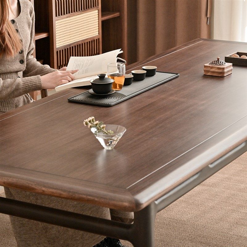 新中式乌金木纯实木茶台办公室家用客厅大长书桌茶桌一体两用日式,住宅家具,家用茶台/茶桌,淘宝优惠券,粉丝福利购,淘宝优惠卷