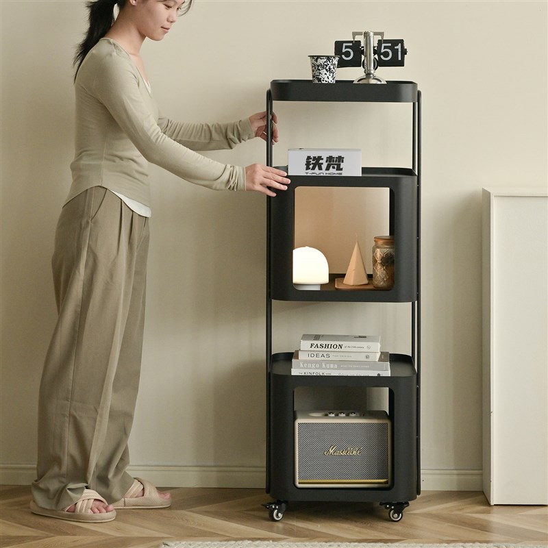 铁梵铁艺可移动书架落地一体靠墙书柜客厅转角置物架角落小收纳柜
