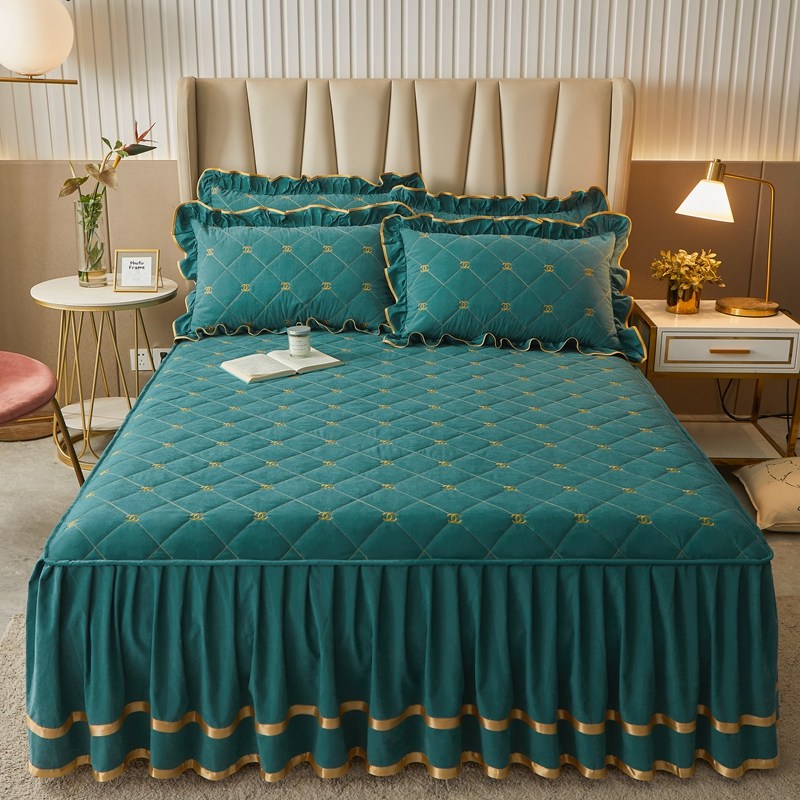 公主风加厚床裙三件套单件夹棉床围裙花边款床单防滑床罩套裙式,床上用品,床裙,淘宝优惠券,粉丝福利购,淘宝优惠卷