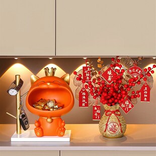 进门鞋 收纳盒摆件招财猫玄关钥匙乔迁新居礼品入户客厅 柜上摆