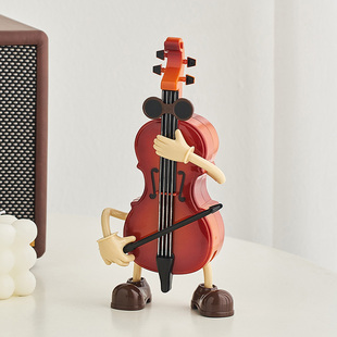 创意小提琴装 饰摆饰玄关书柜桌面音乐盒家居饰品男孩儿童生日礼物