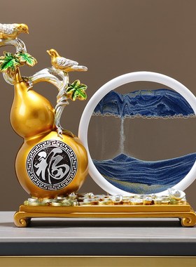 创意流沙画摆件沙漏新中式葫芦摆件招财喜鹊报喜客厅电视柜装饰品