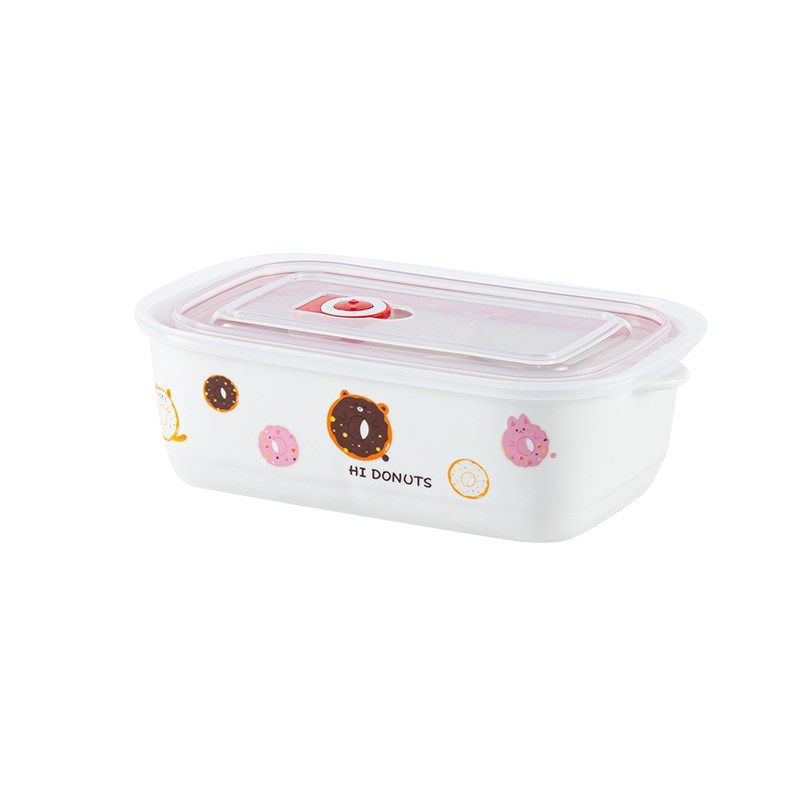 陶瓷分格饭盒可微波炉加热专用上班族学生高颜值圆形带盖便当盒