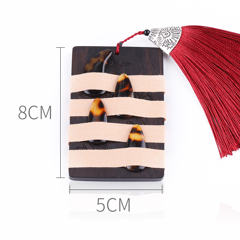 古筝指甲收纳板古风缠绕卡指甲琵琶实木流苏高档儿童义甲板缠绕板