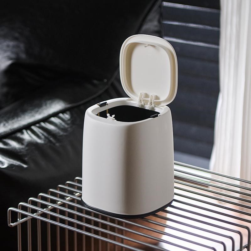 小号桌面垃圾桶高颜值新款迷你双层中古瓜子壳收纳带盖桌上垃圾桶