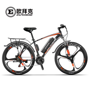 欧拜克26寸锂电电动自行车21速碟刹越野双碟刹男女电动山地车