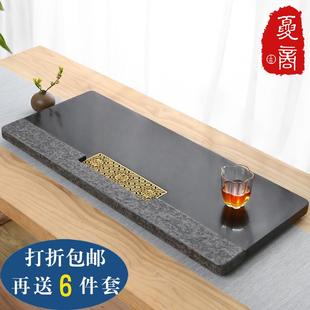 新款 乌金石茶盘家用简约轻奢石头茶台大小号天然石材茶具托盘中式