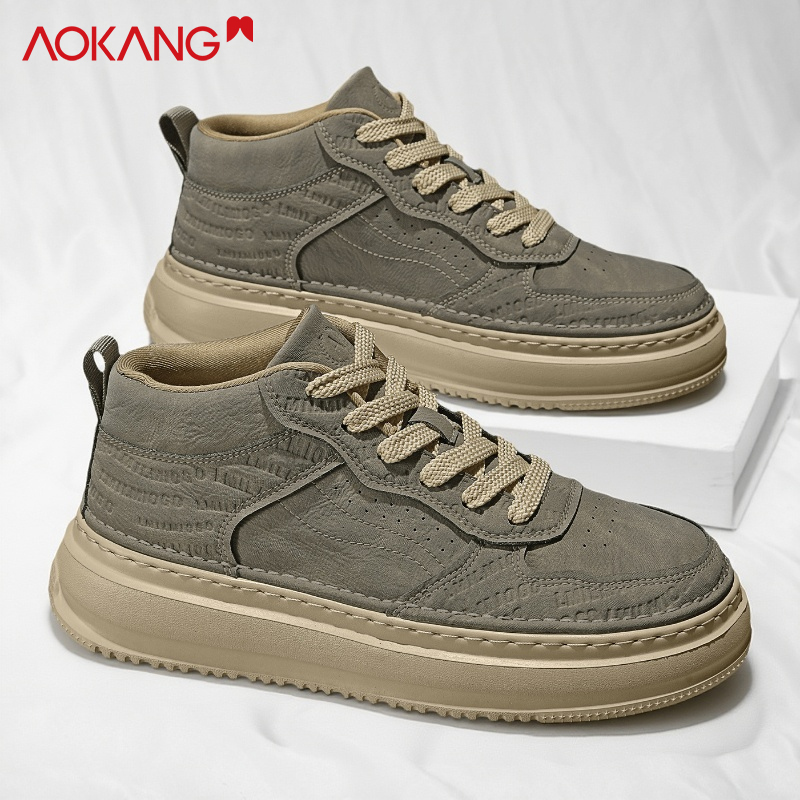 奥康新款男士休闲中邦板鞋复古