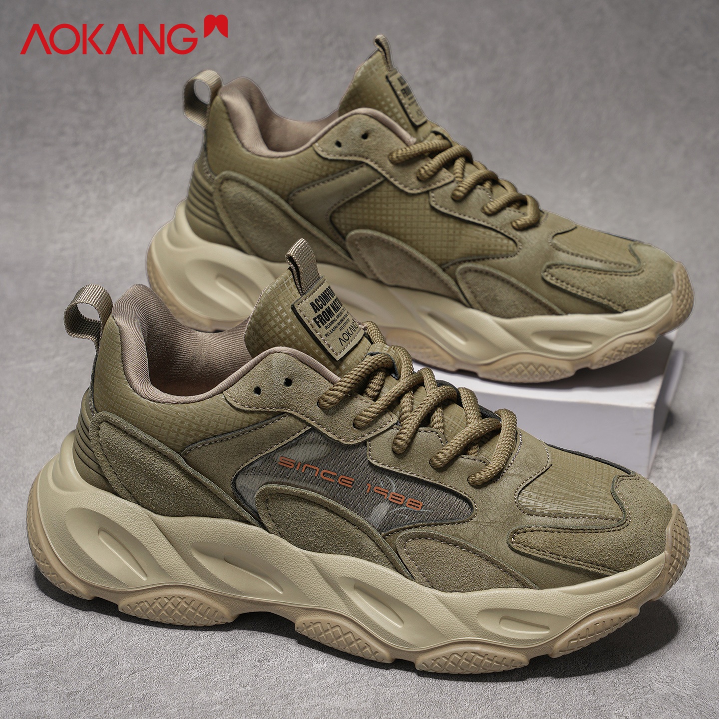 奥康新款运动休闲鞋增高老爹鞋