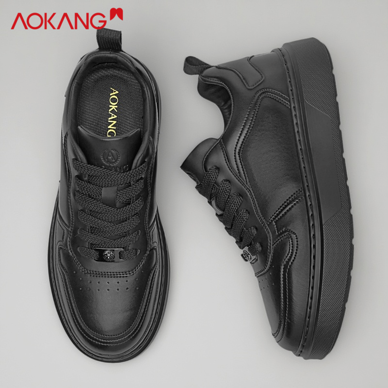 奥康黑色空军aj一号男鞋秋季百搭男士休闲板鞋增高轻便软底通勤鞋,流行男鞋,休闲板鞋,淘宝优惠券,粉丝福利购,淘宝优惠卷