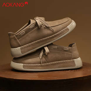 奥康轻奢休闲板鞋男2025秋季新款软底减震皮面男鞋潮流男士一脚蹬