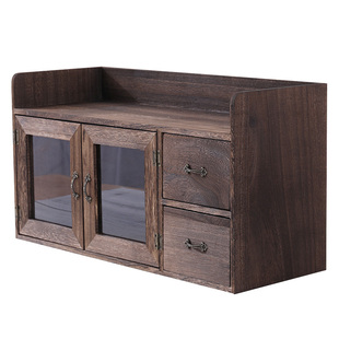 桌面收纳柜实木化妆品收纳箱整理桌上小家具置物架中式收纳盒抽屉