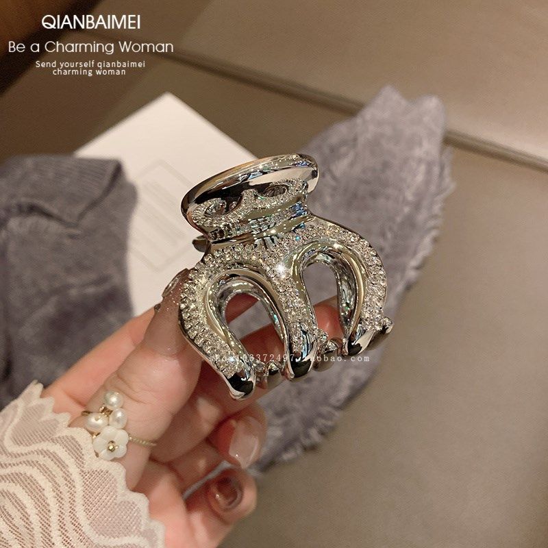 高级感超闪水钻发夹马尾夹头饰成人款后脑勺抓夹精致满钻发卡夹子